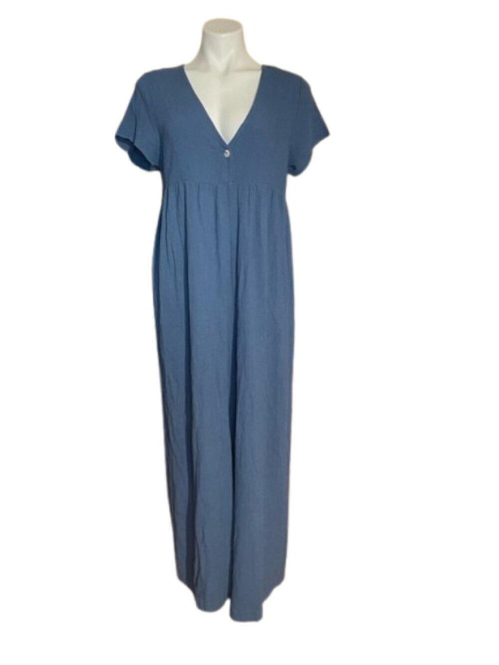 NATURAL LIFE Deep Blue Wide-Leg Button Front Jumpsuit - Picture 2 of 9